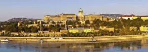 Royal Palace & River Danube illuminated at Sunrise, Castle Hill, Budapest, Hungary