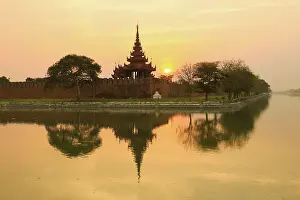 Royal Palace Prints: Royal Palace at sunset, Mandalay, Myanmar (Burma), Asia