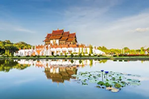 Lotus Prints: Royal Park Rajapruek, Chiang Mai, Thailand. Royal Pavilion at sunset