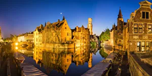Belfry Gallery: Rozenhoedkai Canal & Belfry at Dusk, Brugge, Belgium