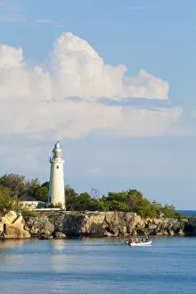 Images Dated 25th September 2012: Rugged coastline & Lighthouse, West End, Negril, Westmoreland Parish, Jamaica