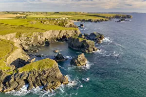 Images Dated 19th November 2020: Rugged North Cornish coastline near Porthcothan, Cornwall, England. Summer (July) 2020