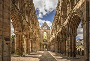 Monastery Gallery: Ruin of Jedburgh Abbey, Jedburgh, Scotish Borders, Scotland, Great Britain