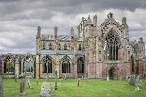 Melrose Prints: Ruin of Melrose Abbey, Melrose, Scotish Borders, Scotland, Great Britain