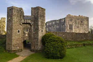 The ruins of Berry Pomeroy Castle at dawn, South Hams, Devon, England