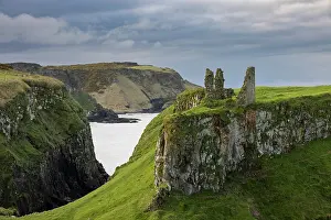 March Prints: The ruins of Dunseverick Castle on the cliff tops of the Causeway Coast in County Antrim