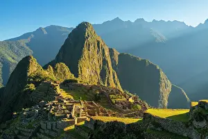 Cusco Province Prints: Ruins of historic ancient archeological Incan Machu Picchu on mountain in Andes