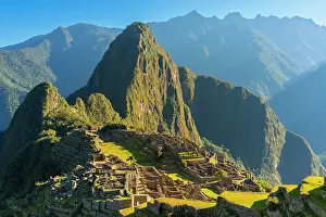 Cusco Province Prints: Ruins of historic ancient archeological Incan Machu Picchu on mountain in Andes