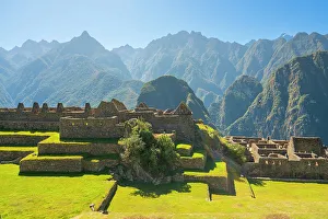 Cusco Province Prints: Ruins of the Inca town of Machu Picchu against the Andes