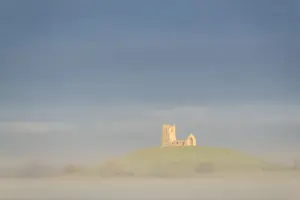 St Michaels Church Prints: The ruins of St Michaels Church on a misty morning on the Somerset Levels