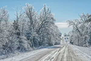 Bradford Prints: Rural road after ice storm, Bradford, Ontario, Canada