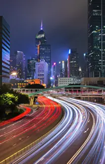 Rush Hour Prints: Rush hour in Wan Chai during night with car trails