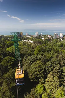 Russia, Black Sea Coast, Sochi, elevated city view from the Arboretum Park cable car
