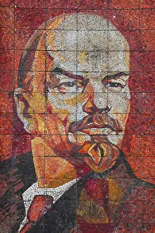 Russia, Black Sea Coast, Sochi, Riviera Park, revolutionary mosaic of Vladimir Lenin