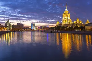 Dark Prints: Russia, Moscow, Moskva river, Hotel Ukraine - one of the seven sister skyscrapers
