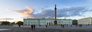 Russia, Saint Petersburg, Palace Square, Alexander Column and the Hermitage, Winter