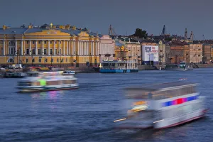 Russian Federation Prints: Russia, St. Petersburg, Center, buildings on the Neva River