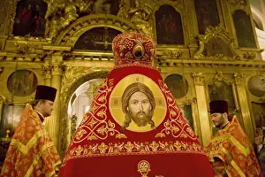 Icons Prints: Russia, St. Petersburg; During an Easter Orthodox ceremony at Vladimirski Cathedral