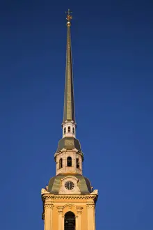 Soviet Union Prints: Russia, St. Petersburg; the golden pointed bell tower of the St. Peter and St