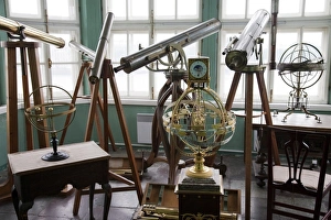 Russia, St Petersburg. Instruments of astronomy, in the observatory of the Kunstkamera Museum