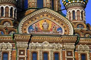 Russia, St. Petersburg; A detail of the restored Church of Christ the Saviour