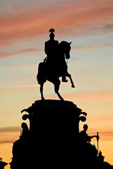 Sun Set Gallery: Russia, St. Petersburg; Silhoutte of Tsar Nicholas I monument against a dramatic evening light in
