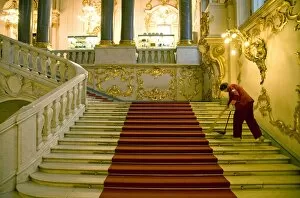 Worker Gallery: Russia, St. Petersburg; A worker inside the state Hermitage Museum