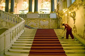 Grande Prints: Russia, St. Petersburg; A worker inside the state Hermitage Museum