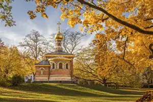 Light Prints: Russian church in the spa gardens of Bad Homburg vor der Hoehe, Taunus, Hesse, Germany