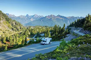 Road Trip Prints: RV and the beautiful mountain scenery in North Cascades National Park, Washington, USA