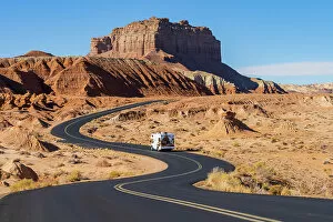 January Gallery: RV on a road in Goblin Valley State Park Utah, USA