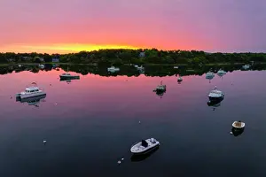 Chatham Prints: Ryder's Cove with boats at sunrise, Cape Cod, North Chatham, Massachusetts, USA