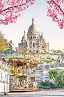 Paris Prints: Sacre Coeur Basilica, Montmartre, Paris, France