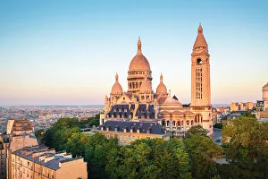 Paris Prints: Sacre Couer and Montmartre, Paris, Ile de France, France