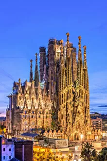 Top View Collection: Sagrada Familia basilica church, Nativity facade, Barcelona, Catalonia, Spain