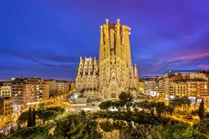 Images Dated 4th February 2021: Sagrada Familia basilica church, Nativity facade, Barcelona, Catalonia, Spain