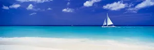 Aruba Gallery: Sailboat off Manchebo Beach, Aruba, Lesser Antilles, Caribbean