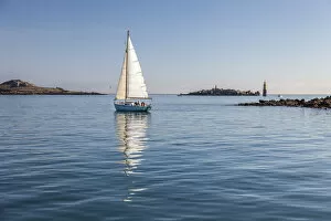 Finistere Collection: Sailboat in front of Roscoff, Finistere, Brittany, France
