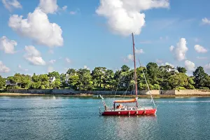 Ship Prints: Sailboat south of Vannes in the Gulf of Morbihan, Morbihan, Brittany, France