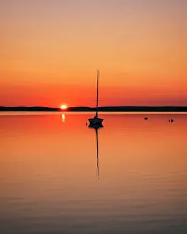 Estuary Prints: Sailboat at sunrise on Cape Cod, Orleans, Massachusetts, USA