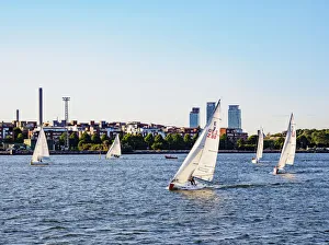 Uusimaa County Prints: Sailboats by the coast of Helsinki, Uusimaa County, Finland