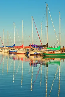 Prairie Province Prints: Sailboats in marina on Lake Winnipeg. Gimli, Manitoba, Canada