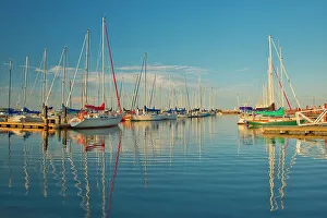 Play Prints: Sailboats in marina on Lake Winnipeg. Gimli, Manitoba, Canada