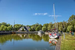 Ahrenshoop Gallery: Sailing boat in the Bodden harbour of Althagen, Mecklenburg-Western Pomerania, Baltic Sea