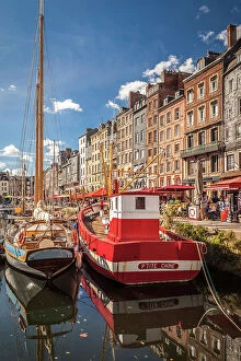 Calvados Gallery: Sailing boats and fishing boat in the old port of Honfleur, Calvados, Normandy, France