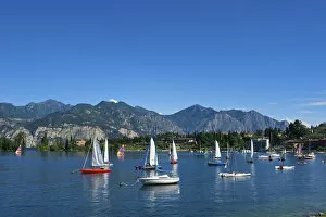 Sailing boats near Malcesine, Lake Garda, Italy