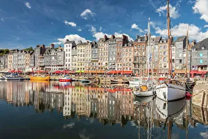Sailing boats in the old port of Honfleur, Calvados, Normandy, France