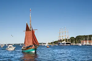 Lubeck Prints: Sailing ship Passat on river Trave, TravemAonde, LAobeck, Baltic coast, Schleswig-Holstein