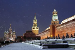 Nite Prints: Saint Basils Cathedral at night, Red square, Moscow, Russia