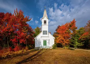 Jefferson Prints: Saint John's United Methodist Church in autumn, Jefferson, New Hampshire, USA